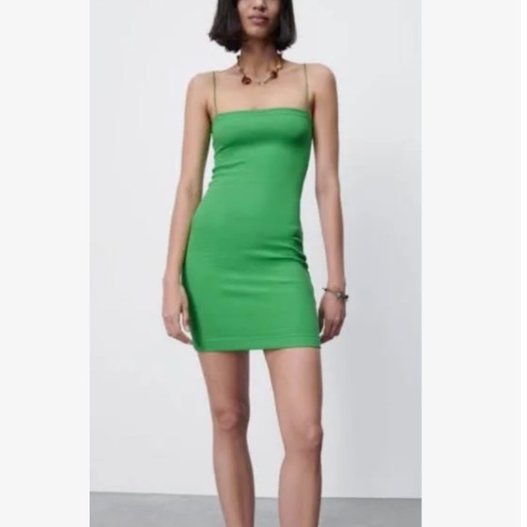 Zara Dresses Zara Green Ribbed Mini Dress Poshmark